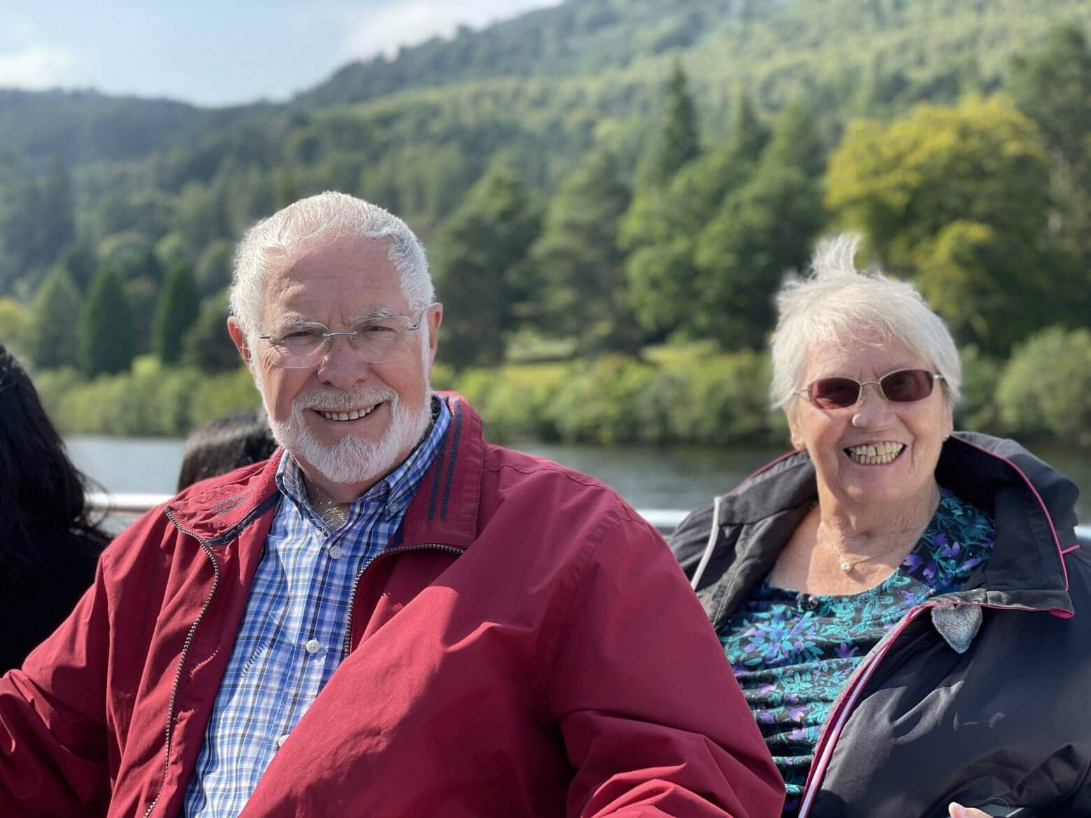 Happy senior couple with dementia on a trip