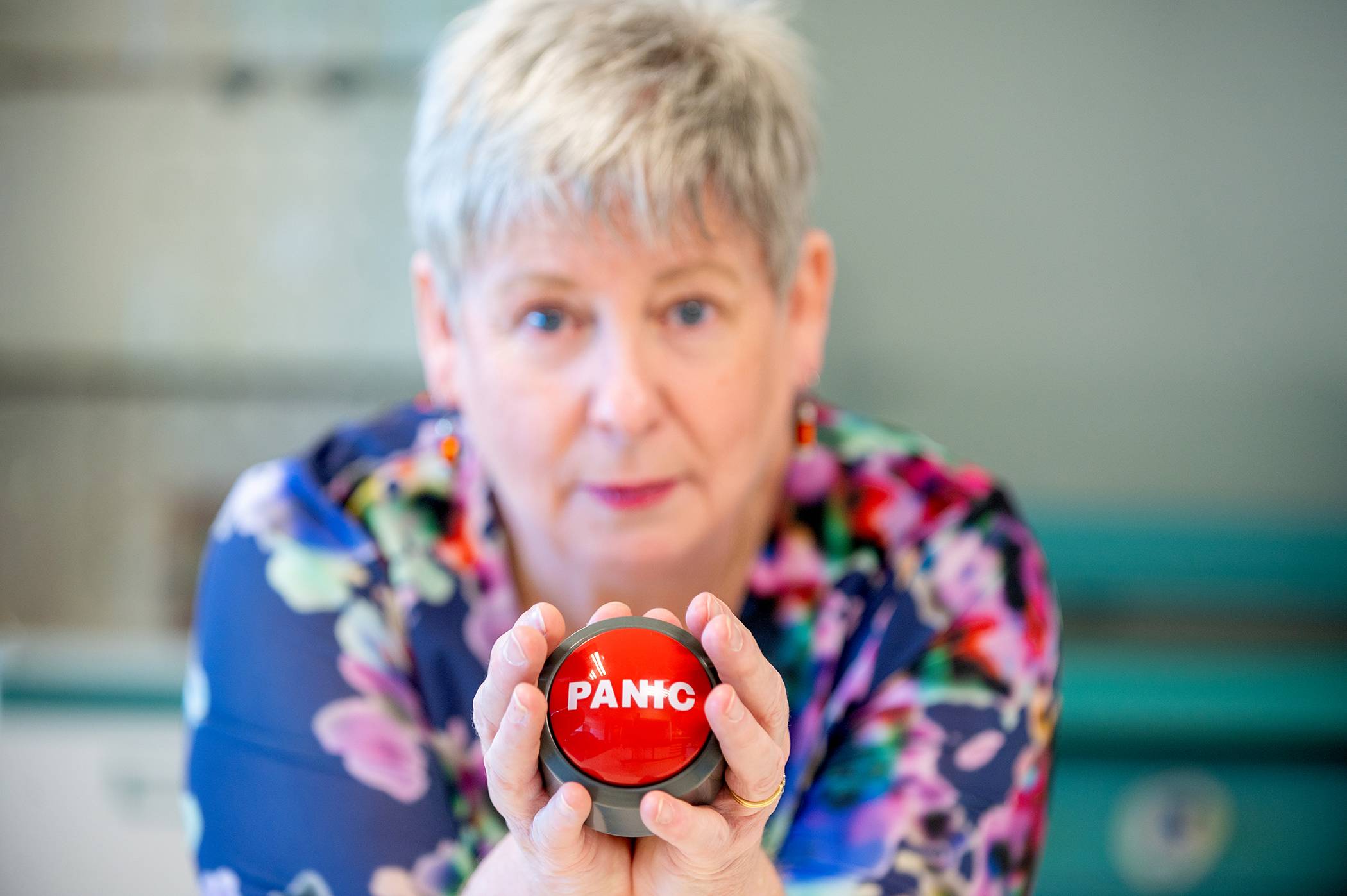Dr Carol Sargent with Panic Button